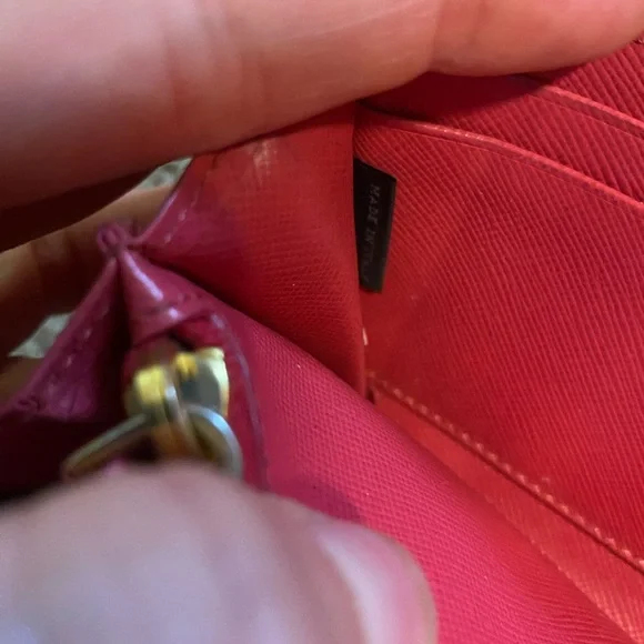 Prada vintage Y2K Saffiano leather checkered long wallet pink gold - Picture 7 of 10